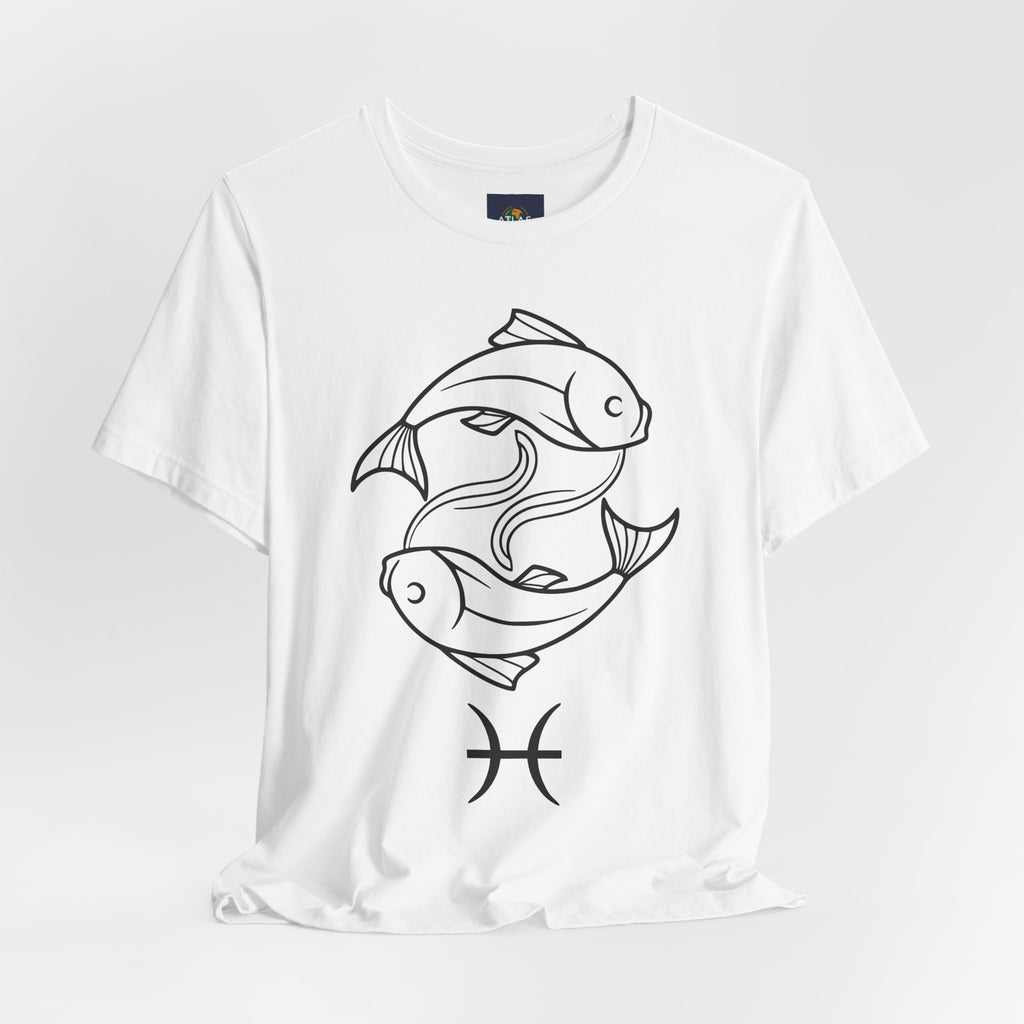 Pisces Zodiac T-shirt - Minimalist Black and White Unisex Tee