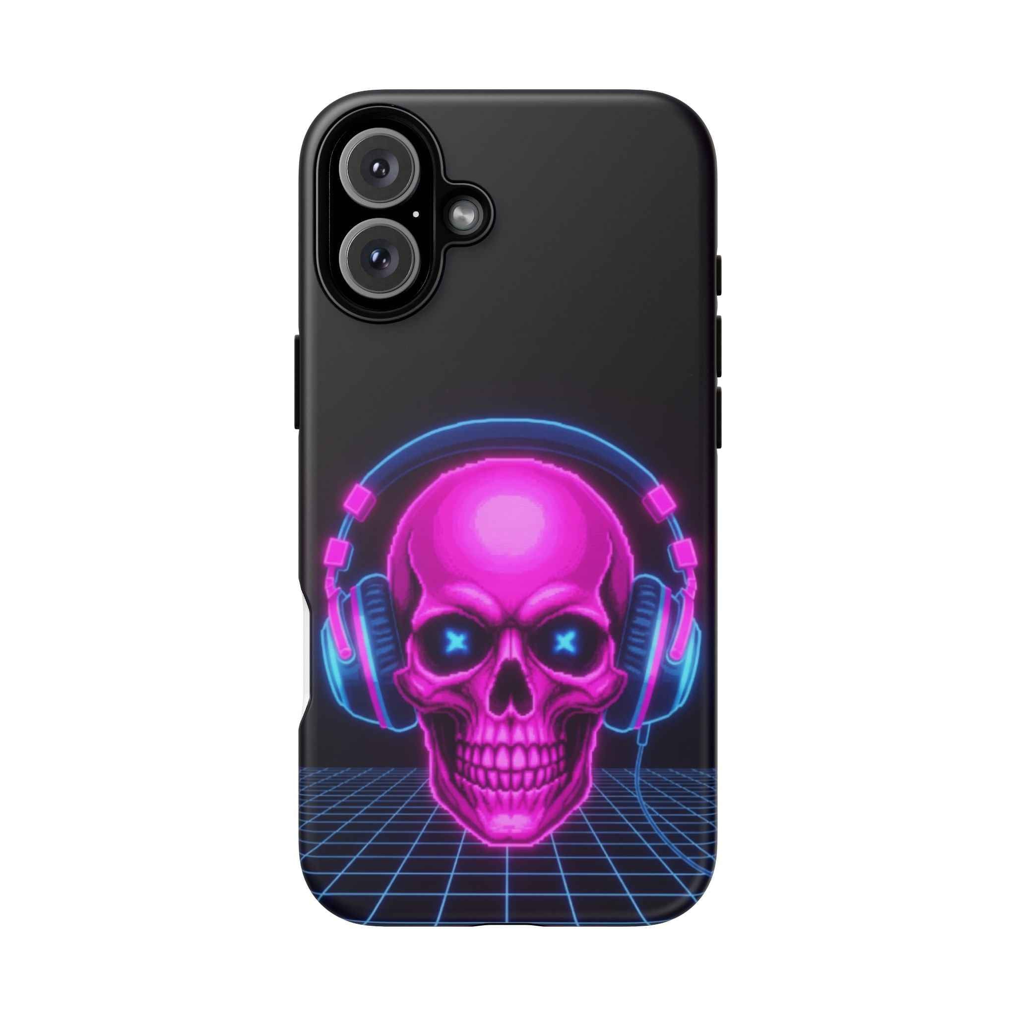 Neon Skull Phone Case - Retro Synthwave Gaming Cover - Atlas Briefly
