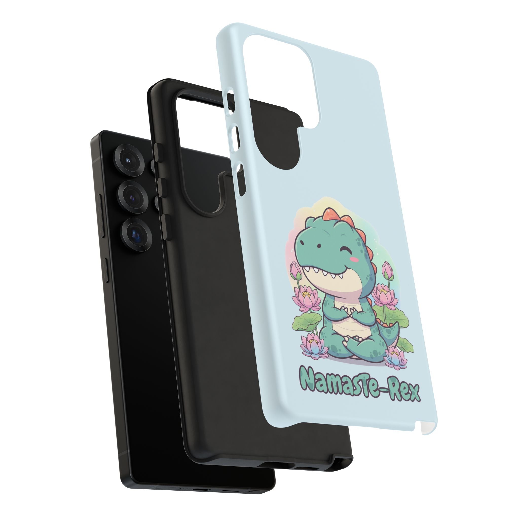 NamasTe-Rex Meditating Dinosaur Phone Case - Funny Yoga T-Rex Mobile Cover | Zen Tech Gift - Atlas Briefly
