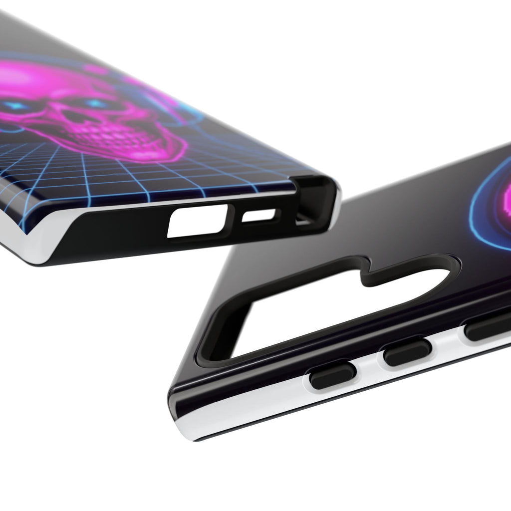 Neon Skull Synthwave Phone Case - Retro 80s Cyberpunk Mobile Cover | Vaporwave Tech Gift - Atlas Briefly
