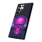Neon Skull Synthwave Phone Case - Retro 80s Cyberpunk Mobile Cover | Vaporwave Tech Gift - Atlas Briefly