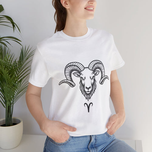 Aries Horoscope Tee - Unisex Black and White Minimal Design