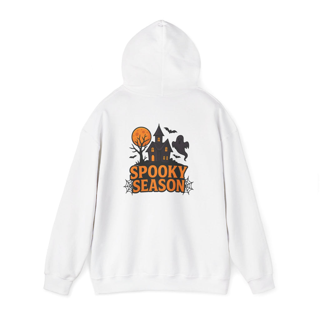 Spooky Season Halloween Hoodie - Haunted House Ghost Bat Design | Cozy Halloween Sweatshirt - Atlas Briefly