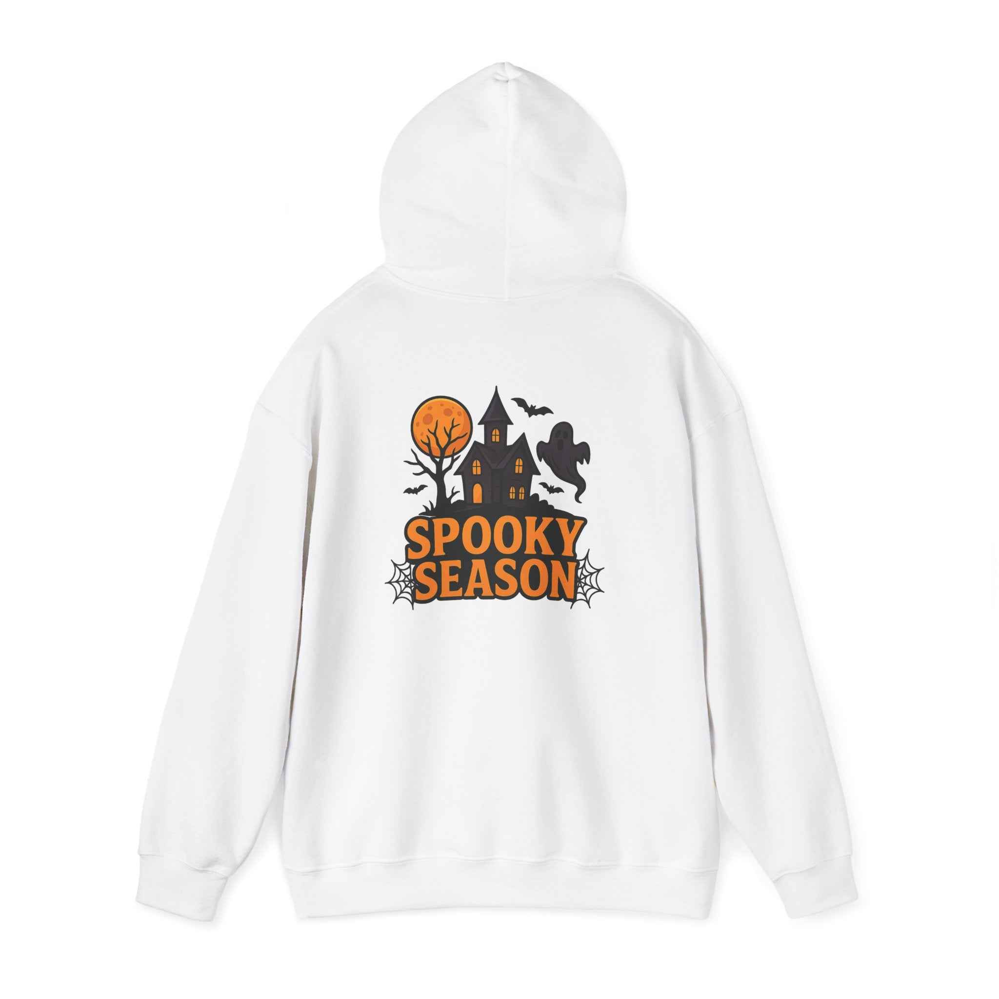 Spooky Season Halloween Hoodie - Haunted House Ghost Bat Design | Cozy Halloween Sweatshirt - Atlas Briefly