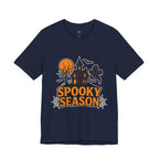 Spooky Season Halloween T-Shirt - Haunted House Ghost Bat Graphic Tee | Halloween Landscape Shirt - Atlas Briefly