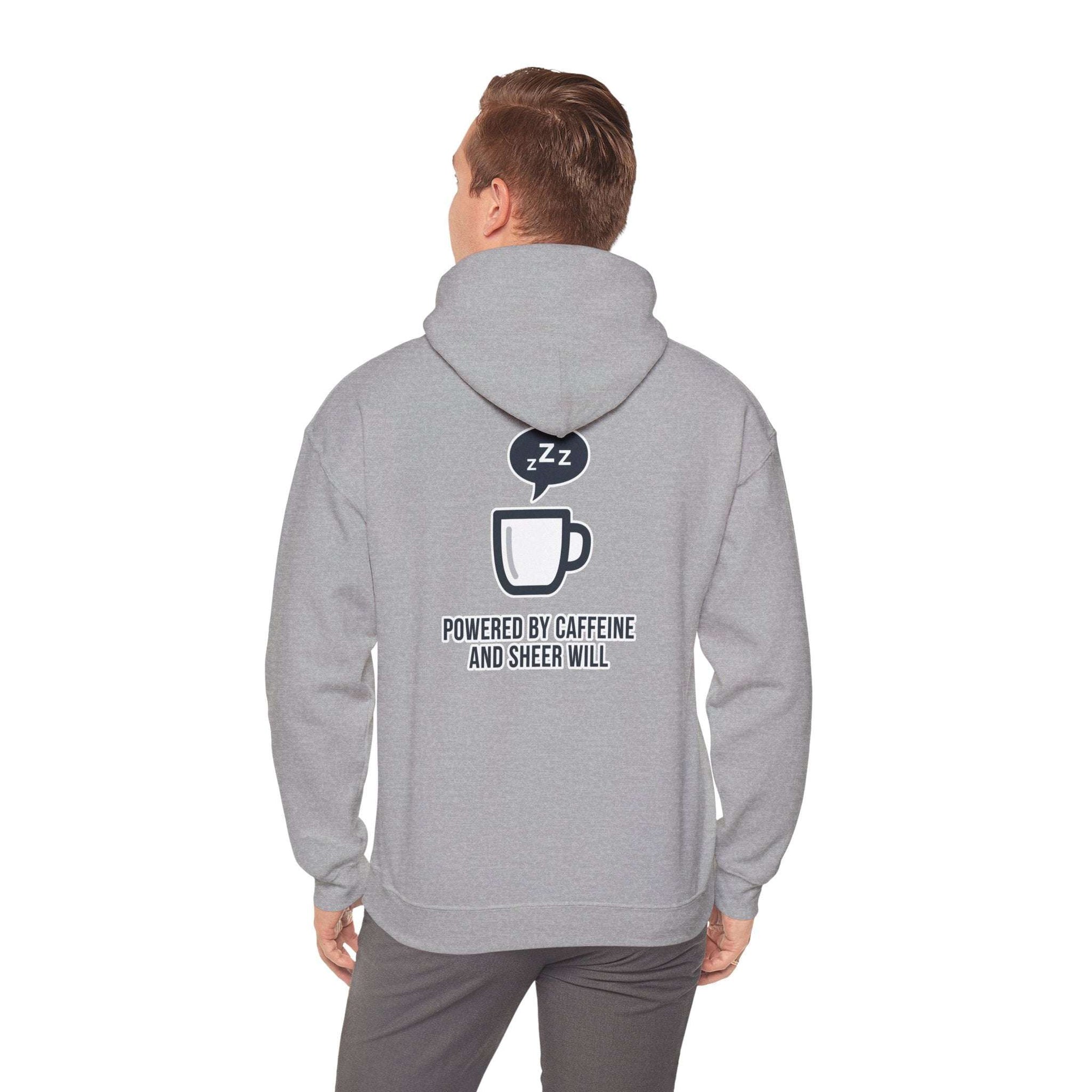 Powered by Caffeine and Sheer Will Hoodie - Funny Coffee Lover Sweatshirt | Minimalist Humor Gift - Atlas Briefly