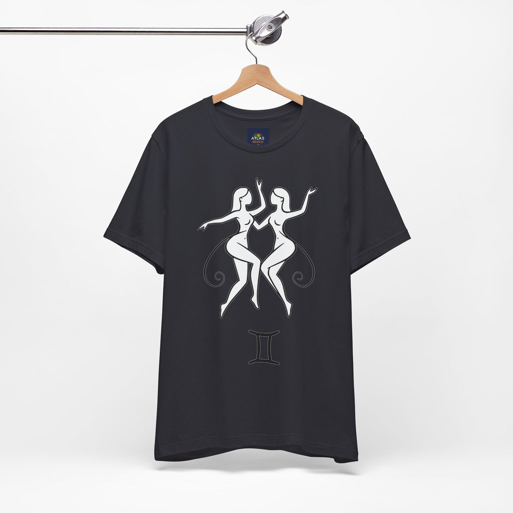 Gemini Zodiac Tee - Minimalistic Black and White Unisex Design