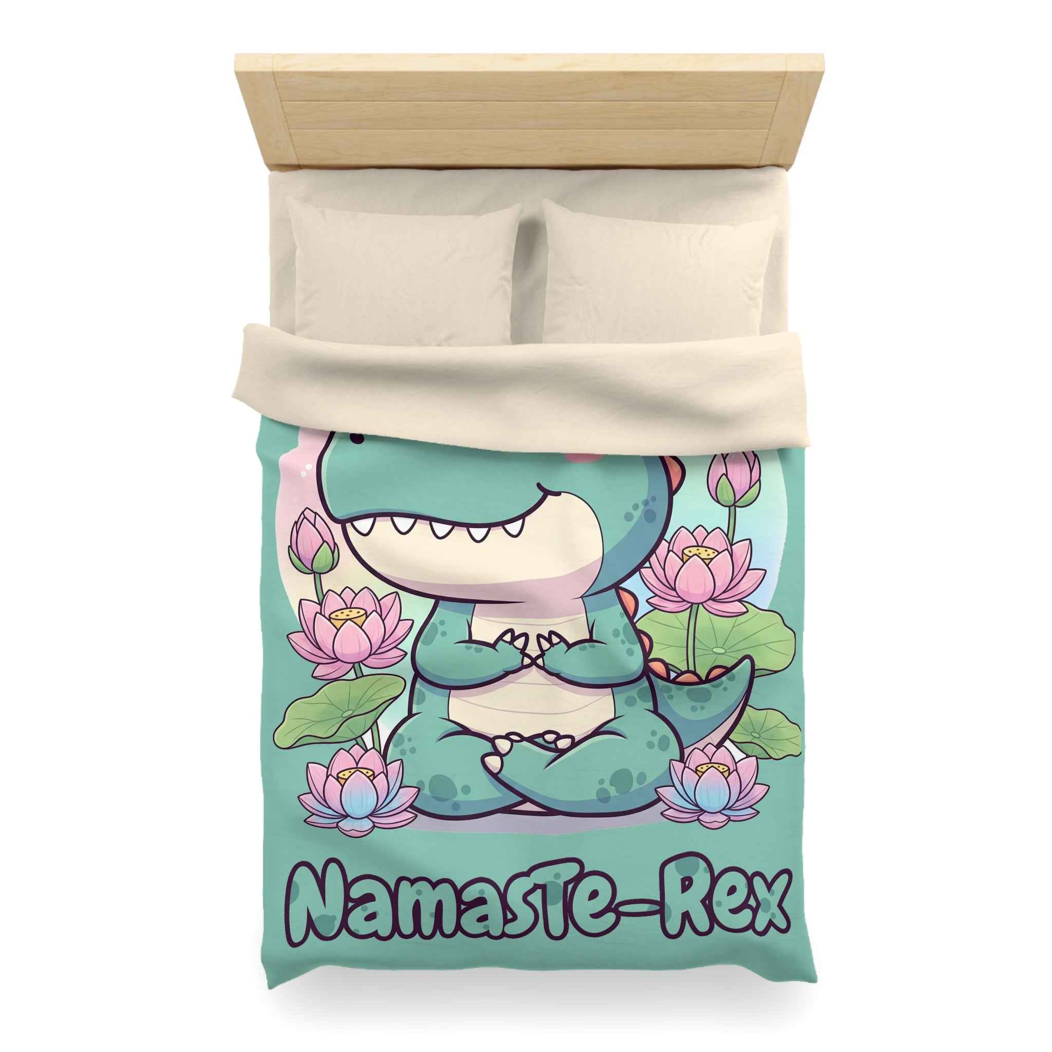 NamasTe-Rex Duvet Cover - Yoga Dinosaur Bedding for a Playful Bedroom - Atlas Briefly