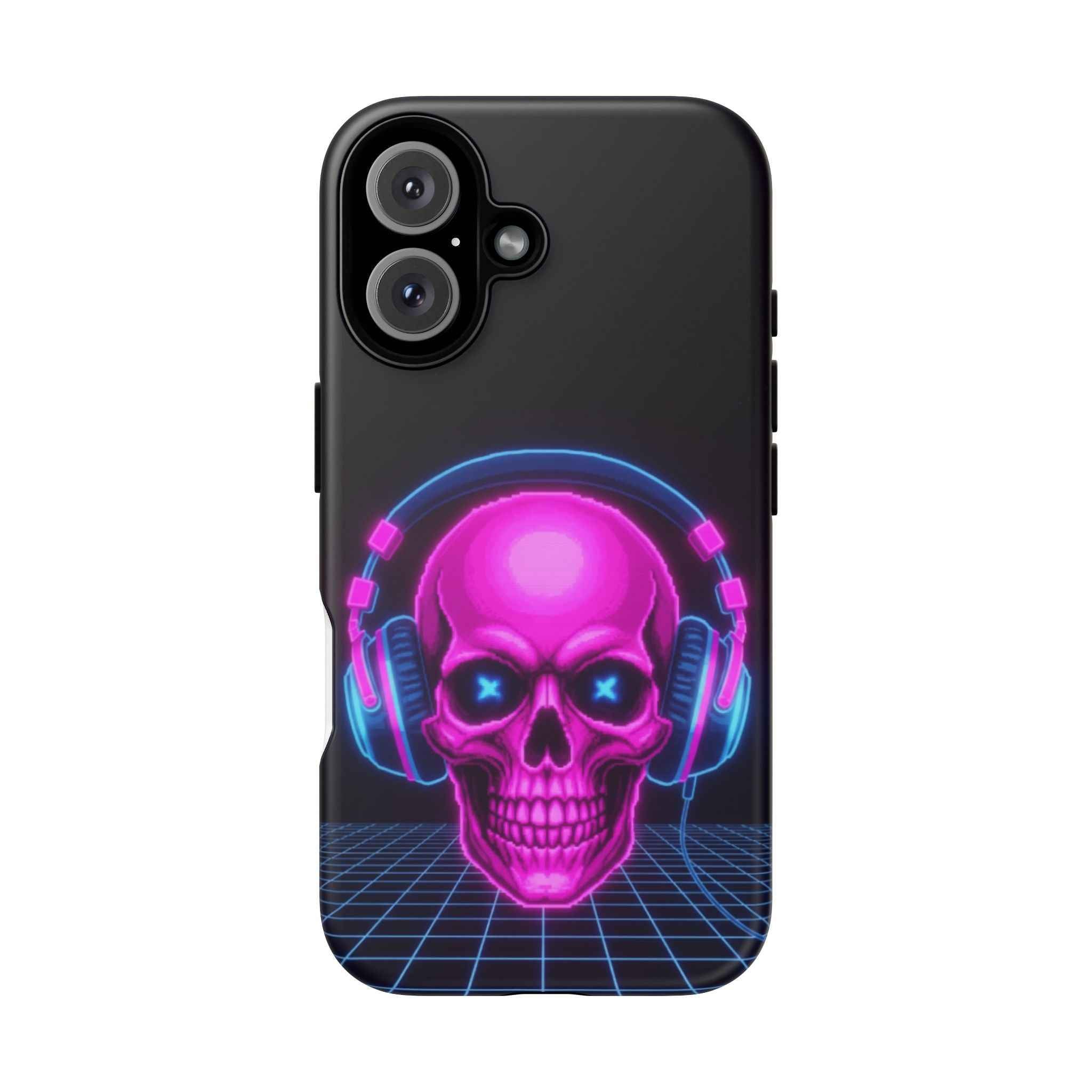 Neon Skull Phone Case - Retro Synthwave Gaming Cover - Atlas Briefly