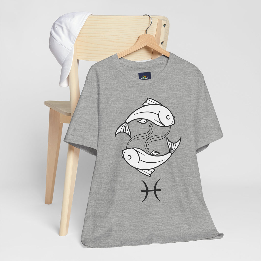 Pisces Zodiac T-shirt - Minimalist Black and White Unisex Tee