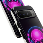 Neon Skull Synthwave Phone Case - Retro 80s Cyberpunk Mobile Cover | Vaporwave Tech Gift - Atlas Briefly