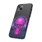 Neon Skull Synthwave Phone Case - Retro 80s Cyberpunk Mobile Cover | Vaporwave Tech Gift - Atlas Briefly