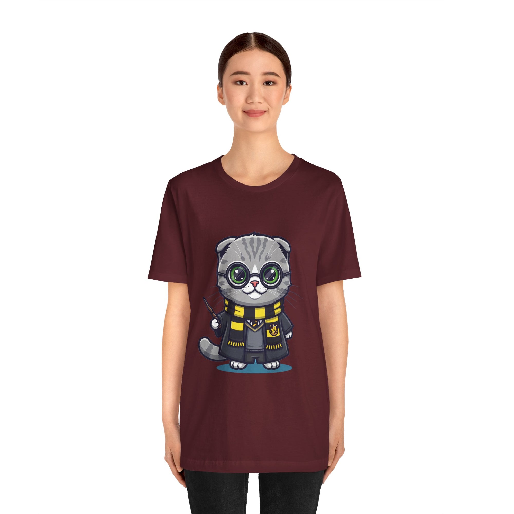 Hufflepurr Harry Potter T-Shirt - Funny Wizarding World Tee | Cute Potter Cat Gift - Atlas Briefly