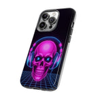 Neon Skull Synthwave Phone Case - Retro 80s Cyberpunk Mobile Cover | Vaporwave Tech Gift - Atlas Briefly