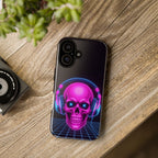 Neon Skull Synthwave Phone Case - Retro 80s Cyberpunk Mobile Cover | Vaporwave Tech Gift - Atlas Briefly