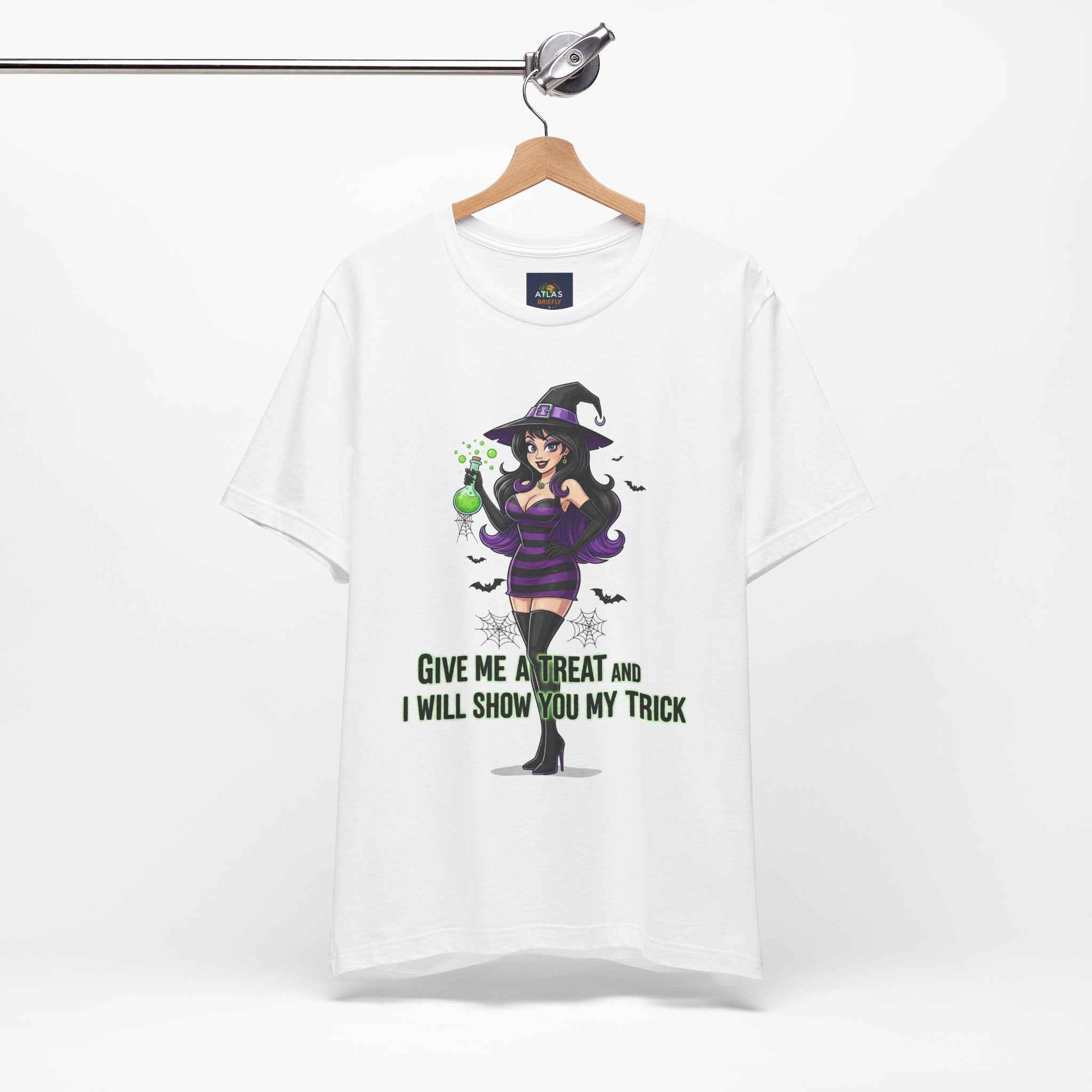 Sexy Witch Halloween T-Shirt - Flirty Witch Costume Tee for Trick or Treat - Atlas Briefly