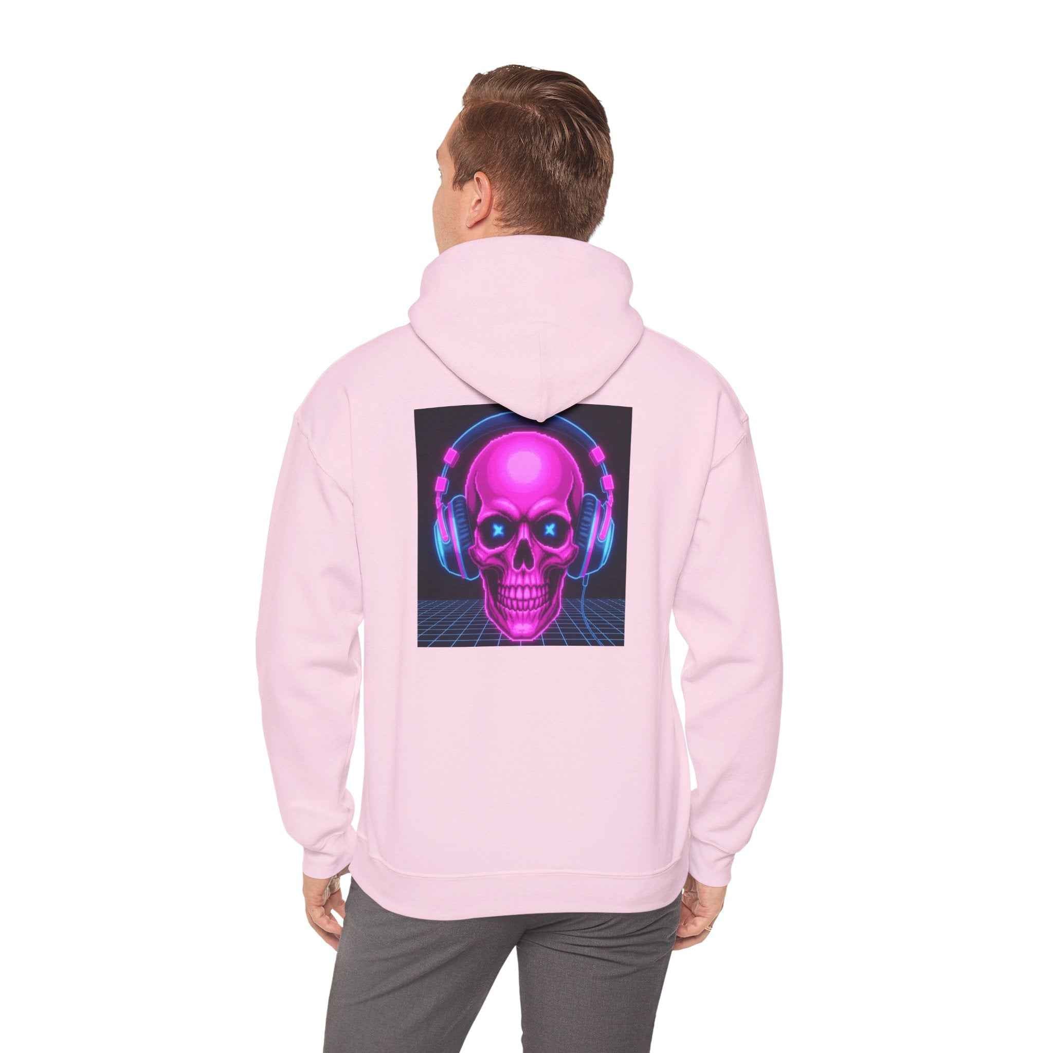 Neon Skull Hoodie - Retro Gaming Synthwave Sweatshirt - Atlas Briefly