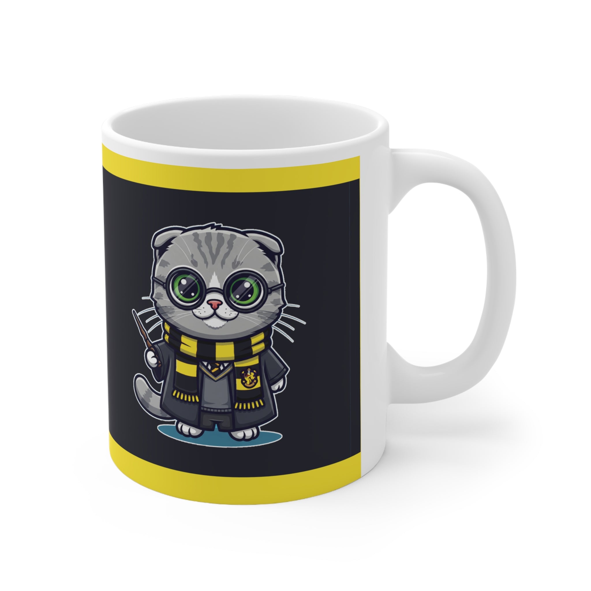 Harry Potter Hufflepuff Cat Mug - Adorable Wizard Kitty Coffee Cup | Ideal Potter Gift