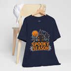 Spooky Season Halloween T-Shirt - Haunted House Ghost Bat Graphic Tee | Halloween Landscape Shirt - Atlas Briefly