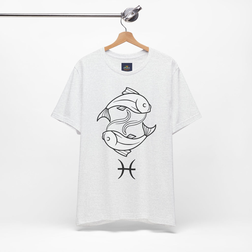 Pisces Zodiac T-shirt - Minimalist Black and White Unisex Tee