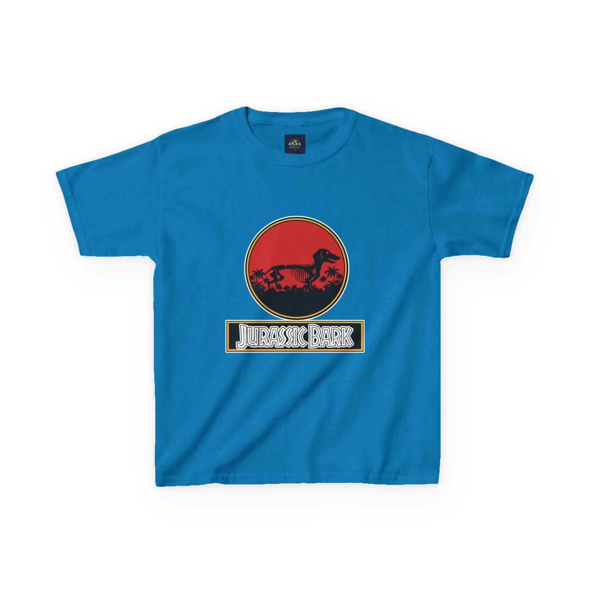 Kids Dachshund T-Shirt - Jurassic Bark Wiener Dog Tee - Atlas Briefly