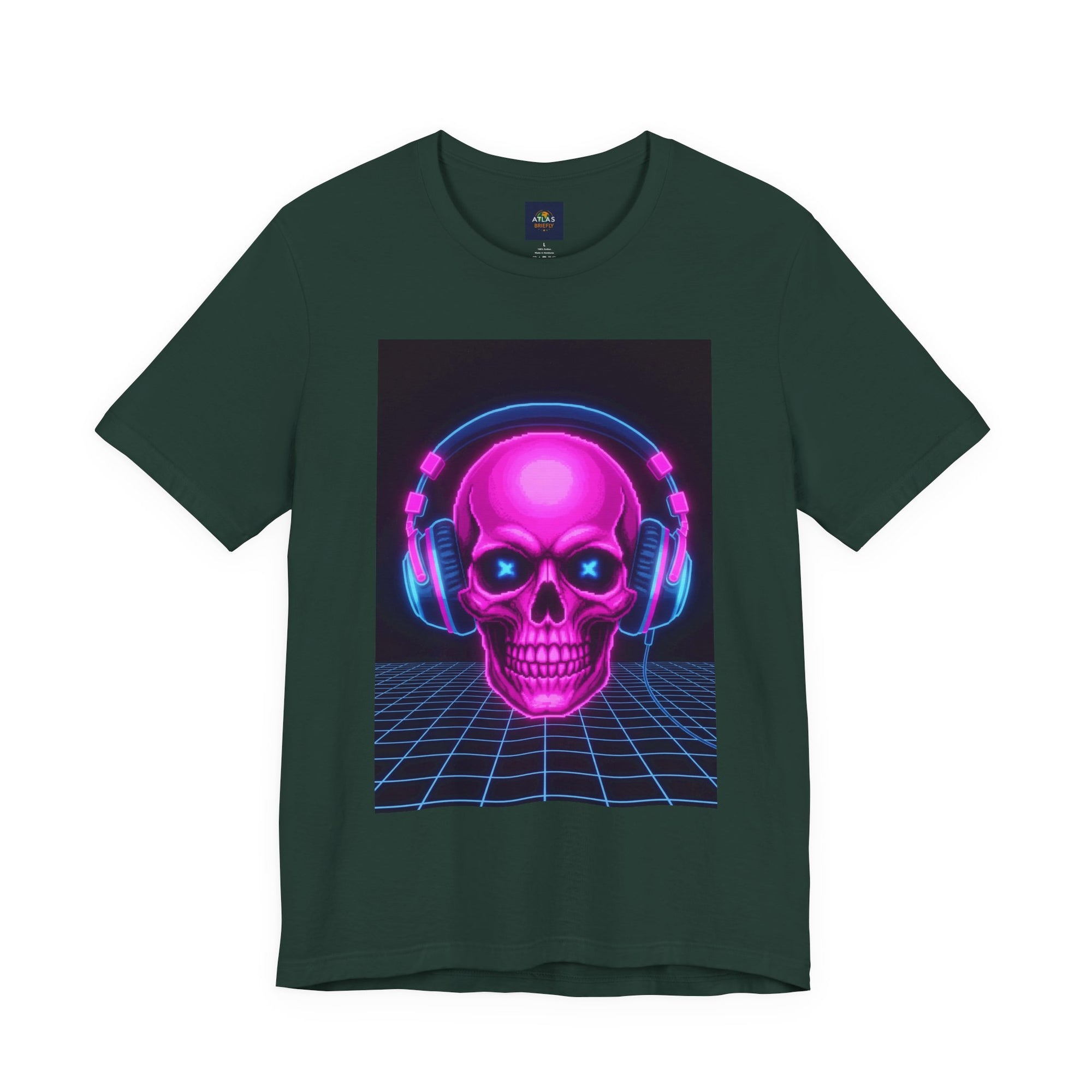 Neon Skull Synthwave Tee - Atlas Briefly