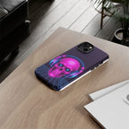 Neon Skull Synthwave Phone Case - Retro 80s Cyberpunk Mobile Cover | Vaporwave Tech Gift - Atlas Briefly