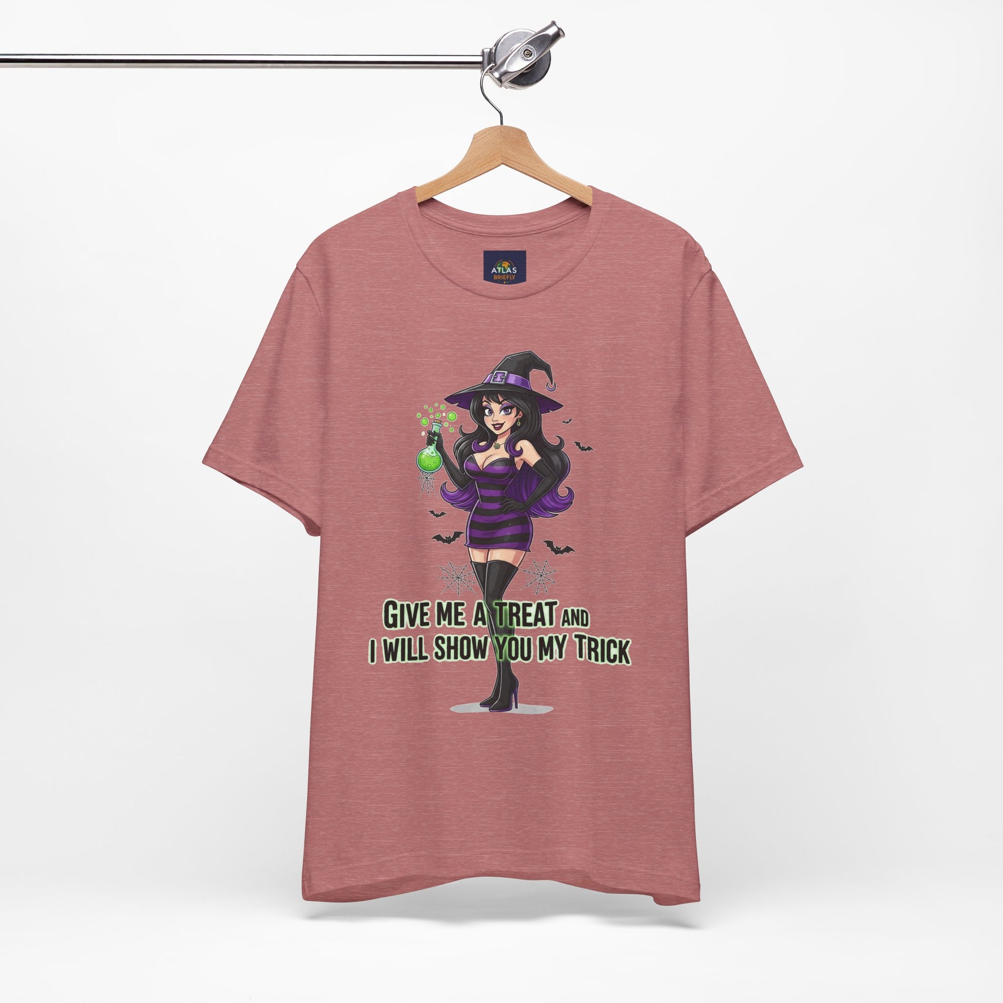 Sexy Witch Halloween T-Shirt - Flirty Witch Costume Tee | Trick or Treat Halloween Shirt - Atlas Briefly