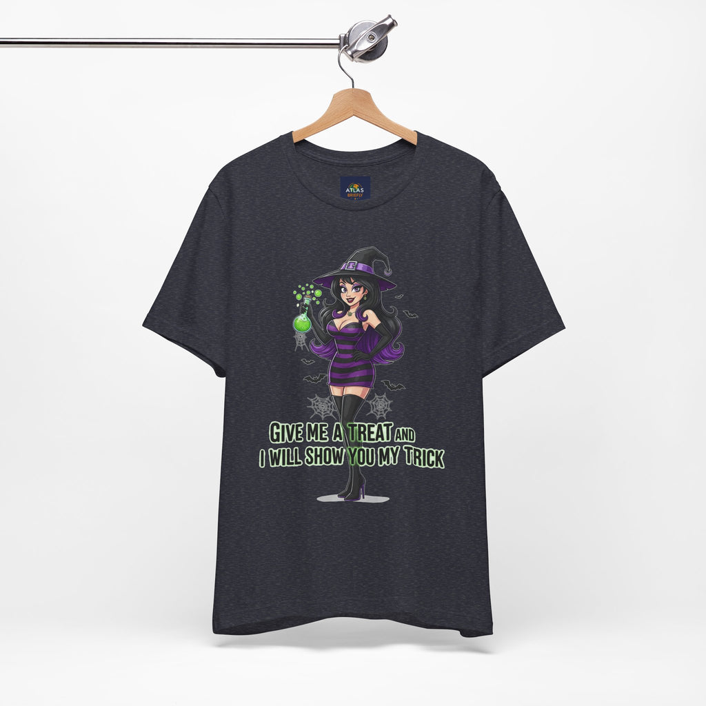 Sexy Witch Halloween T-Shirt - Flirty Witch Costume Tee | Trick or Treat Halloween Shirt - Atlas Briefly
