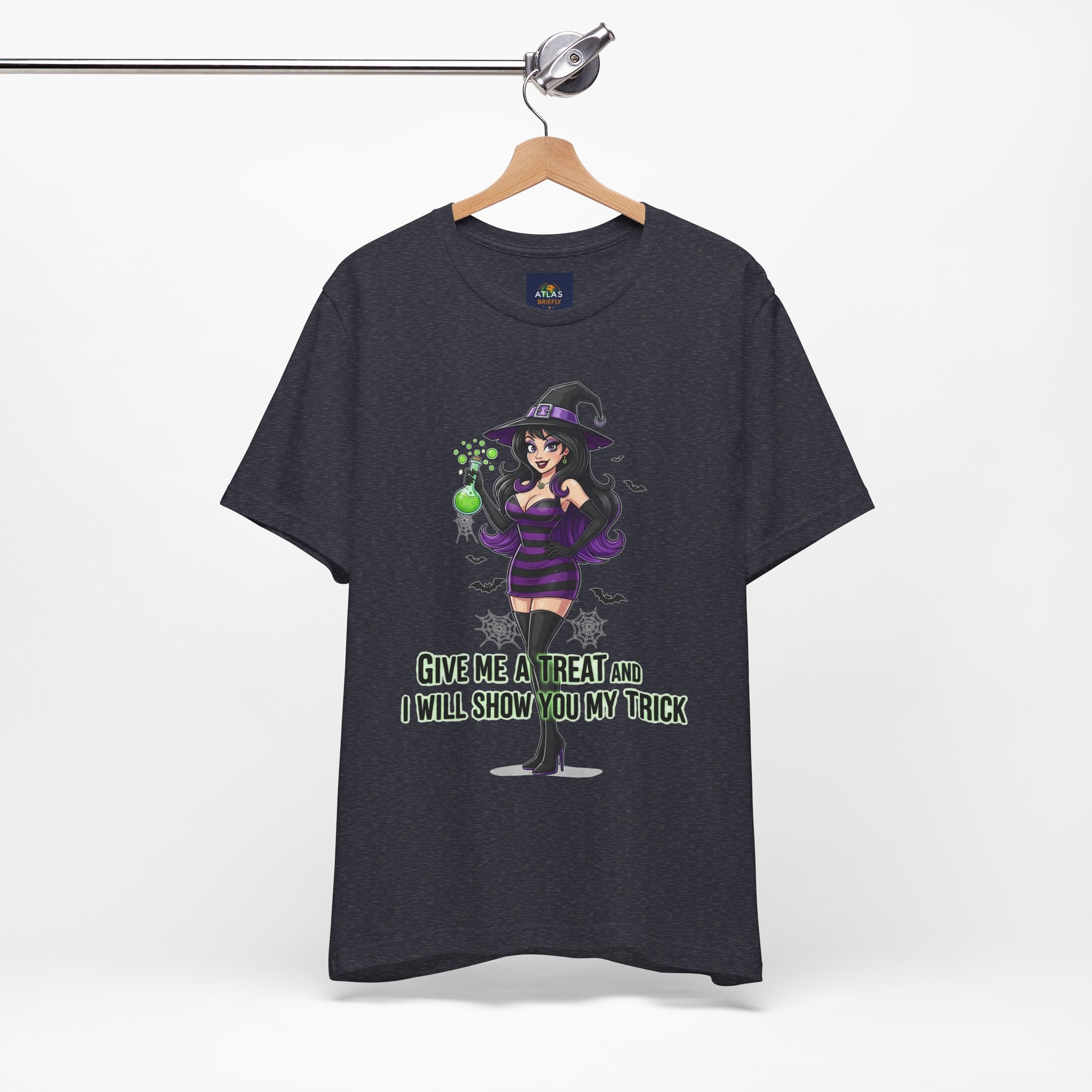 Sexy Witch Halloween T-Shirt - Flirty Witch Costume Tee | Trick or Treat Halloween Shirt - Atlas Briefly