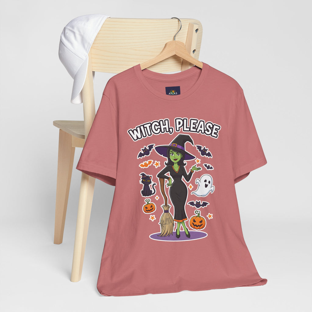 Witch Please Halloween T-Shirt - Sassy Witch Tee with Pumpkin Design | Funny Halloween Shirt - Atlas Briefly