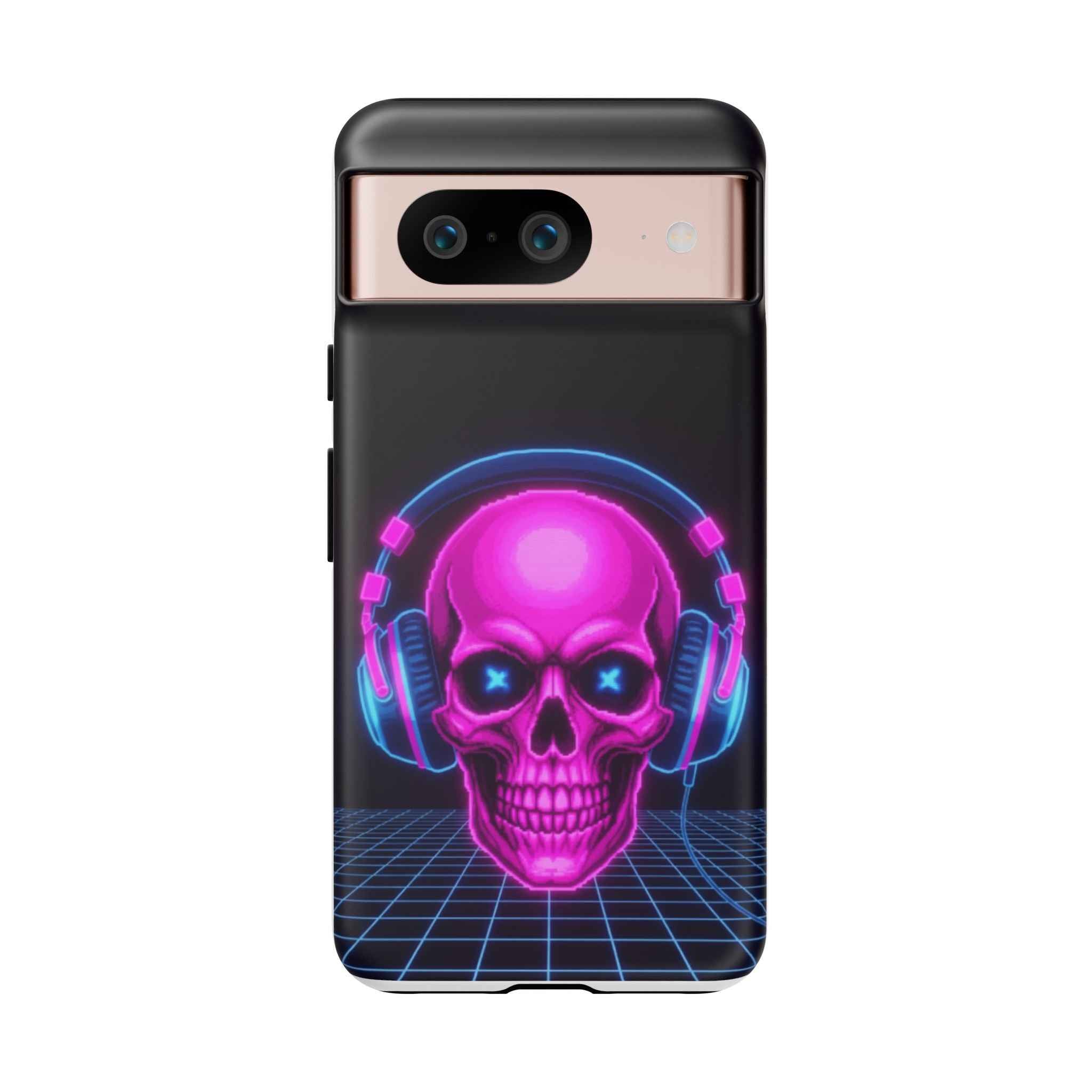 Neon Skull Phone Case - Retro Synthwave Gaming Cover - Atlas Briefly