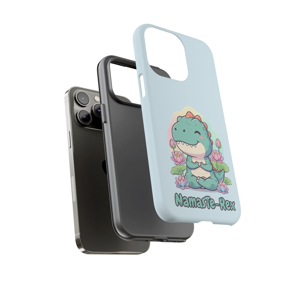 NamasTe-Rex Meditating Dinosaur Phone Case - Funny Yoga T-Rex Mobile Cover | Zen Tech Gift - Atlas Briefly