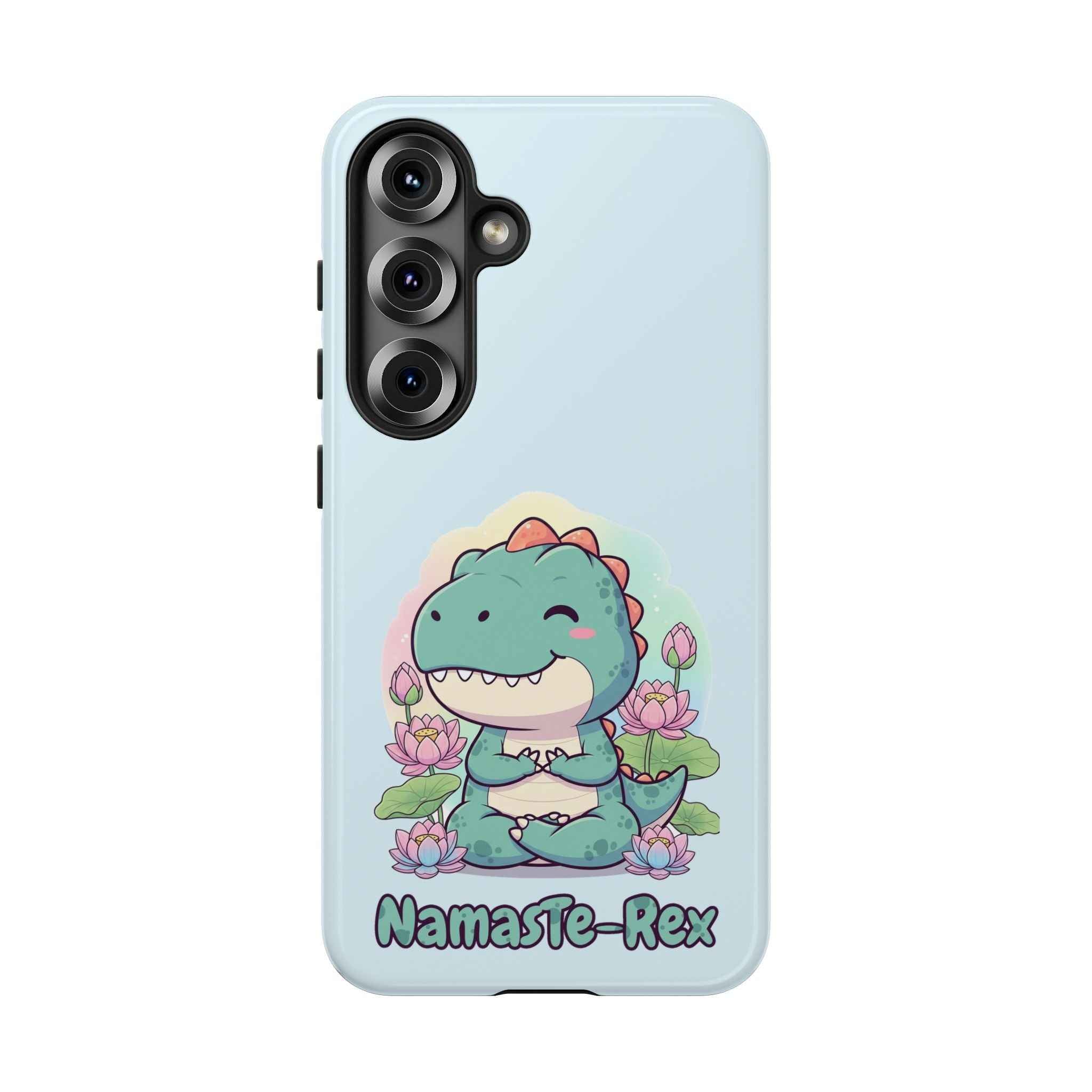 NamasTe-Rex Phone Case - Funny Yoga T-Rex Meditating Dinosaur Mobile Cover for Zen Lovers - Atlas Briefly