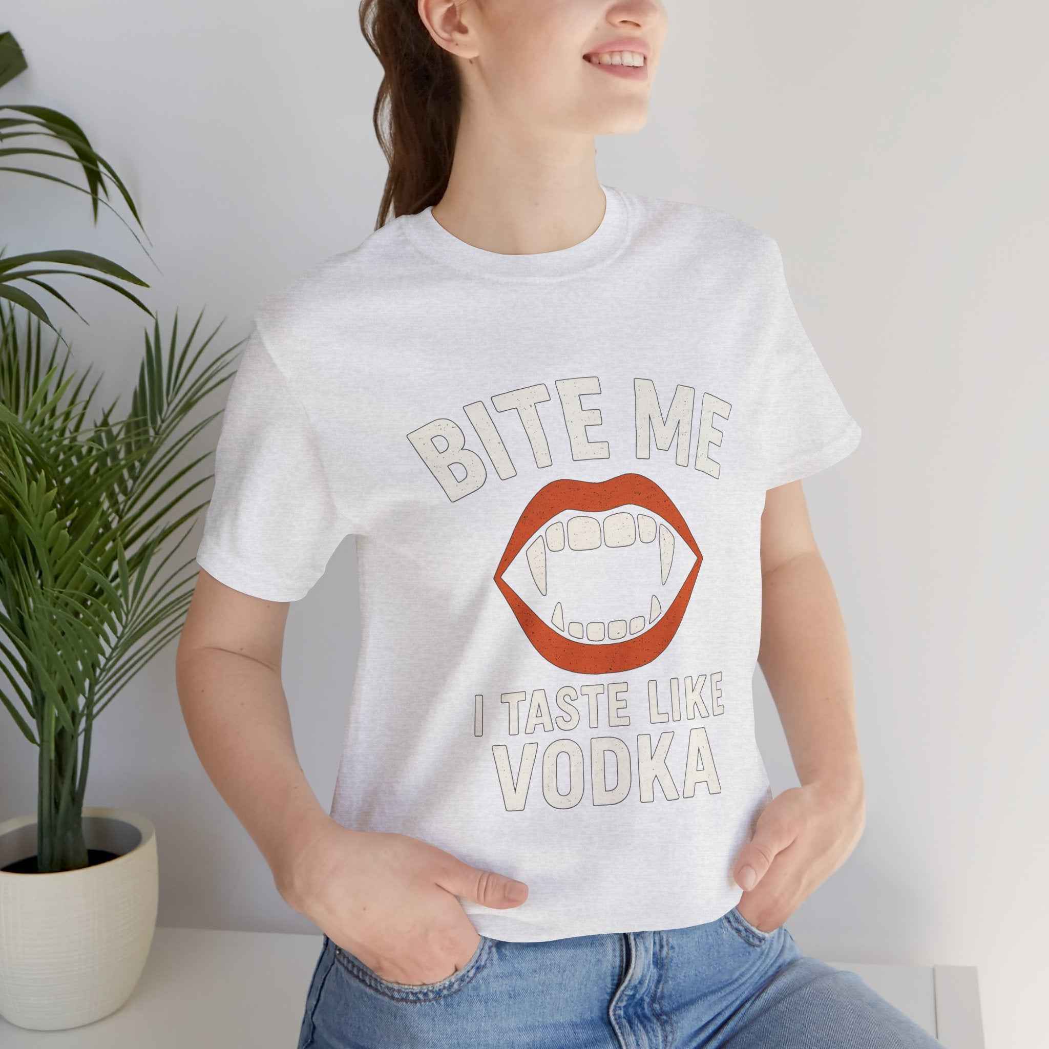 Funny Halloween Vodka T-Shirt – “Bite Me, I Taste Like Vodka” - Atlas Briefly