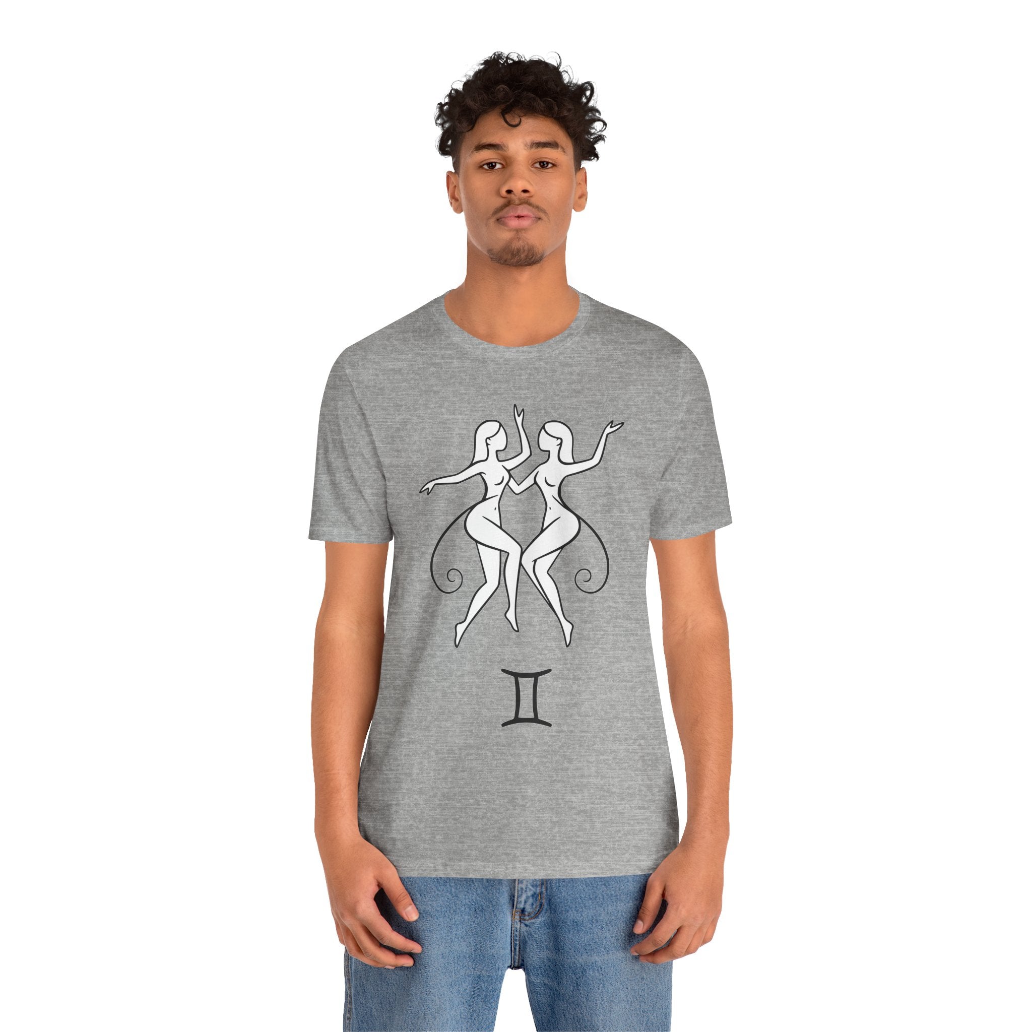 Gemini Zodiac Tee - Minimalistic Black and White Unisex Design