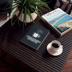 Powered by Caffeine Journal - Funny Coffee Notebook | Minimalist Writing Gift - EU Version - Atlas Briefly