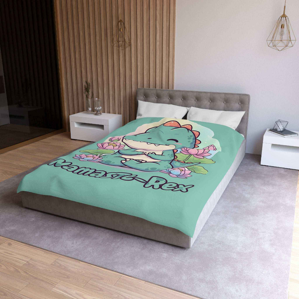 NamasTe-Rex Duvet Cover - Yoga Dinosaur Bedding for a Playful Bedroom - Atlas Briefly