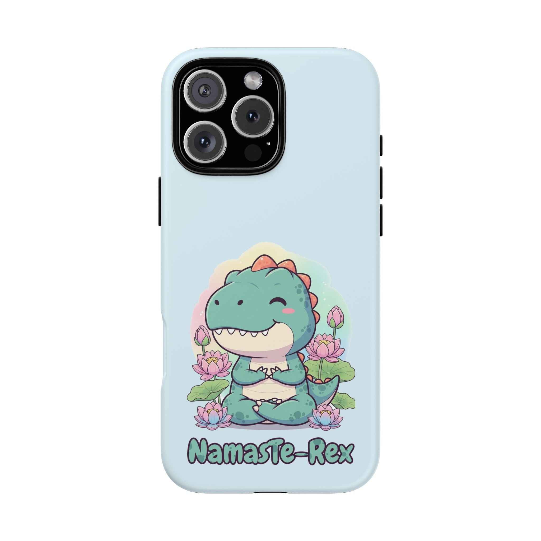 NamasTe-Rex Phone Case - Funny Yoga T-Rex Meditating Dinosaur Mobile Cover for Zen Lovers - Atlas Briefly