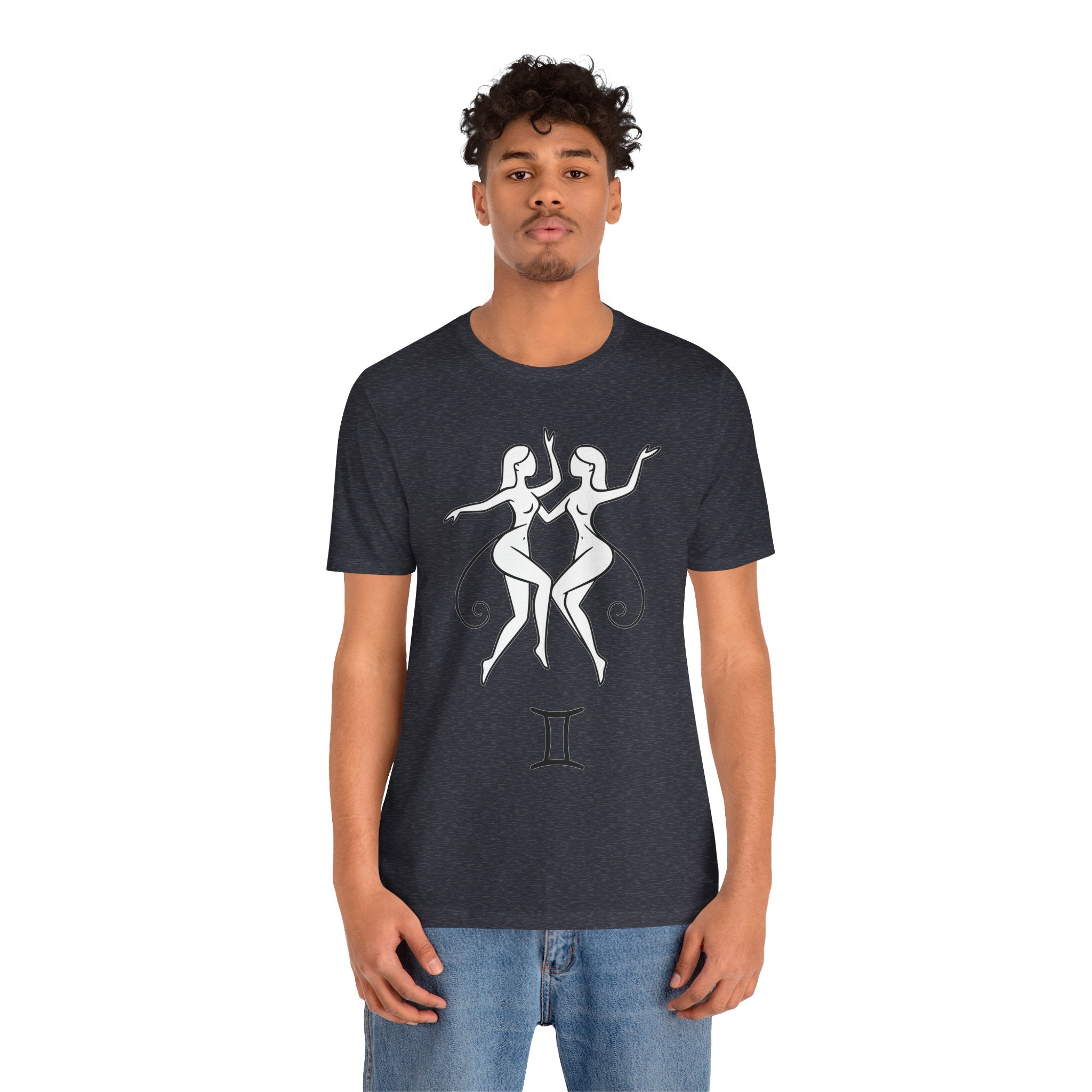 Gemini Zodiac Tee - Minimalistic Black and White Unisex Design