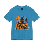 Spooky Season Halloween T-Shirt - Haunted House Ghost Bat Graphic Tee | Halloween Landscape Shirt - Atlas Briefly