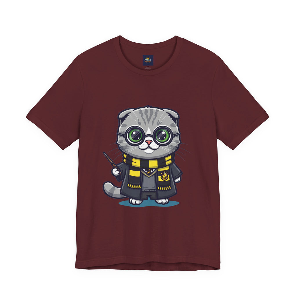 Hufflepurr Harry Potter T-Shirt - Funny Wizarding World Tee | Cute Potter Cat Gift - Atlas Briefly