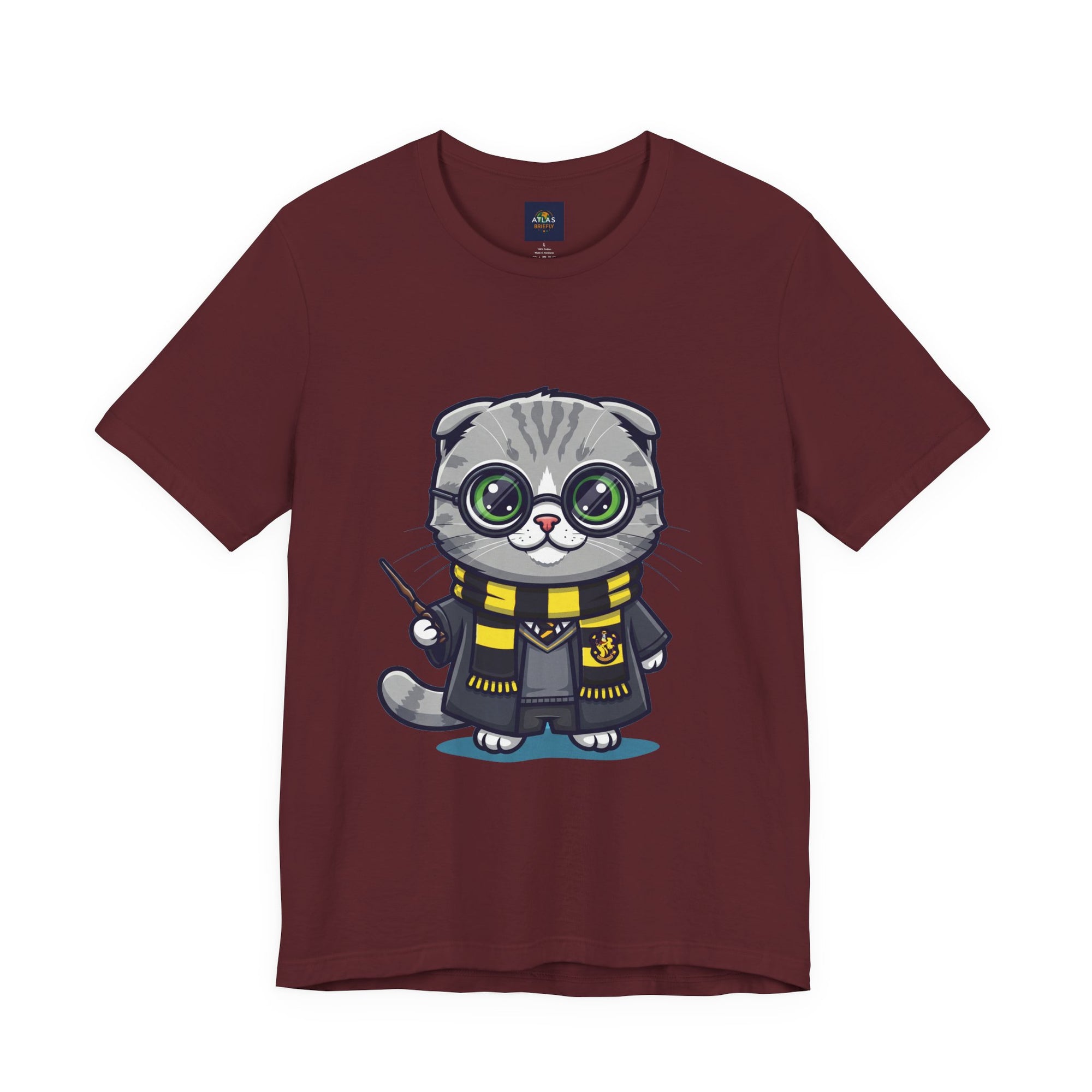 Hufflepurr Harry Potter T-Shirt - Funny Wizarding World Tee | Cute Potter Cat Gift - Atlas Briefly