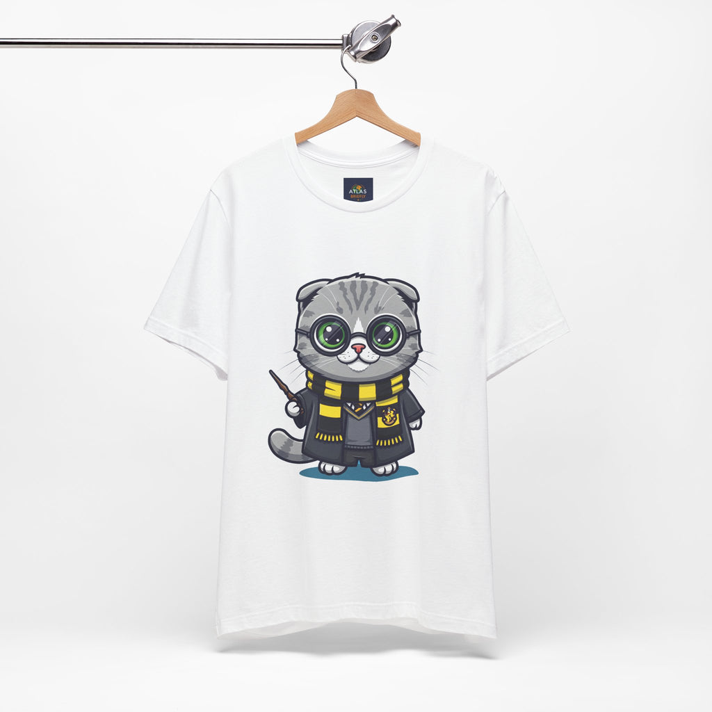 Hufflepurr Harry Potter T-Shirt - Funny Wizarding World Tee | Cute Potter Cat Gift - Atlas Briefly