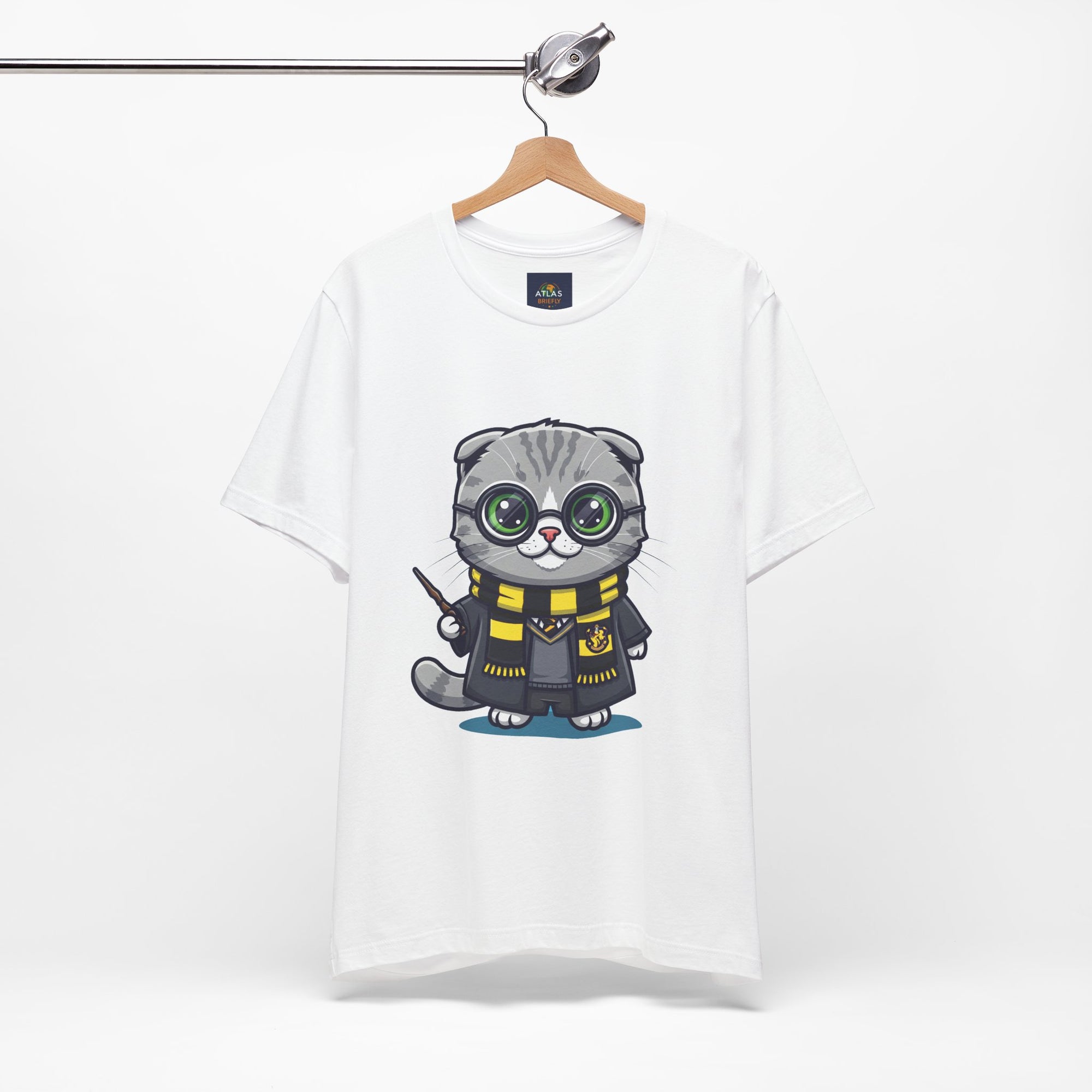Hufflepurr Harry Potter T-Shirt - Funny Wizarding World Tee | Cute Potter Cat Gift - Atlas Briefly