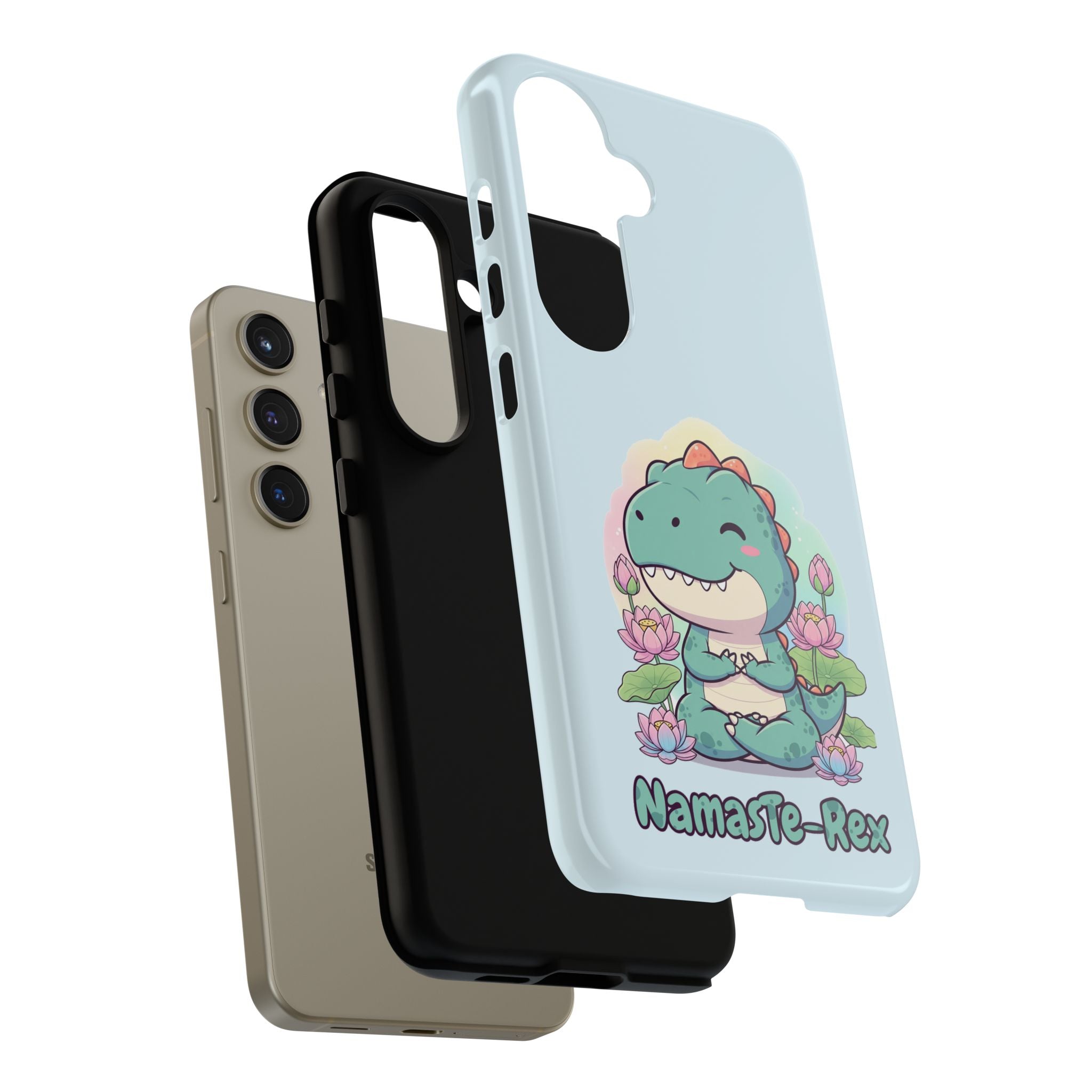 NamasTe-Rex Meditating Dinosaur Phone Case - Funny Yoga T-Rex Mobile Cover | Zen Tech Gift - Atlas Briefly