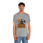 Spooky Season Halloween T-Shirt - Haunted House Ghost Bat Graphic Tee | Halloween Landscape Shirt - Atlas Briefly