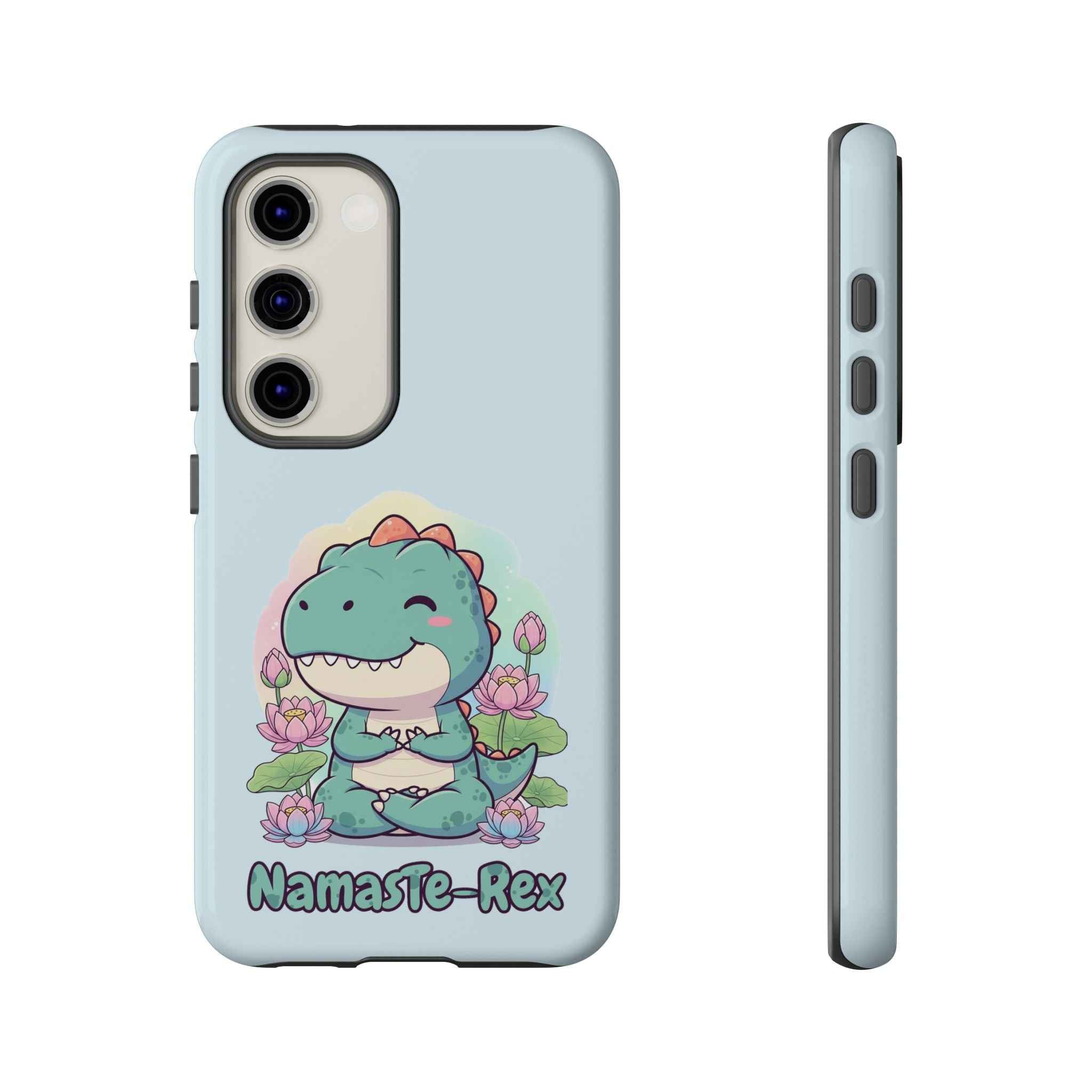 NamasTe-Rex Phone Case - Funny Yoga T-Rex Meditating Dinosaur Mobile Cover for Zen Lovers - Atlas Briefly