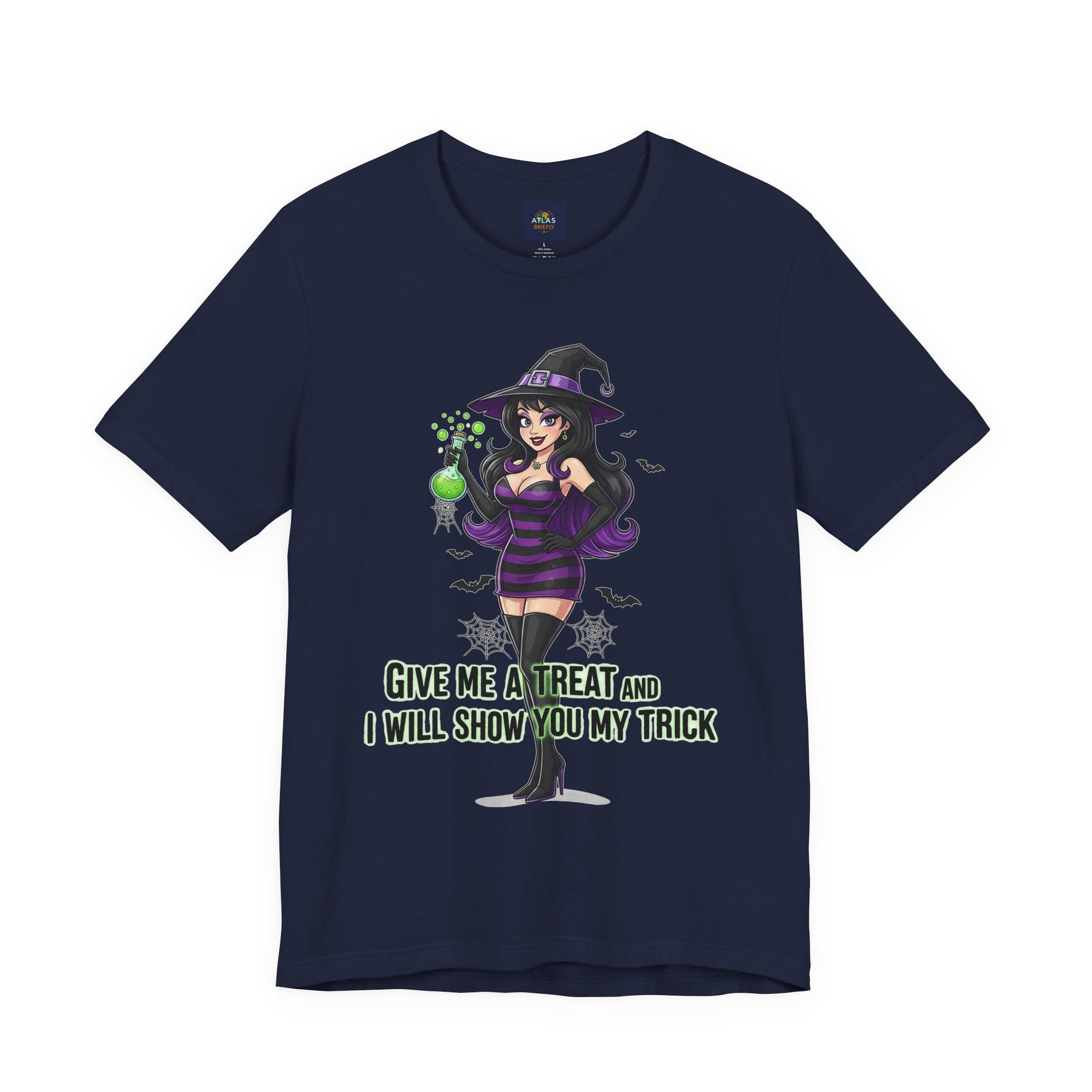 Sexy Witch Halloween T-Shirt - Flirty Witch Costume Tee | Trick or Treat Halloween Shirt - Atlas Briefly