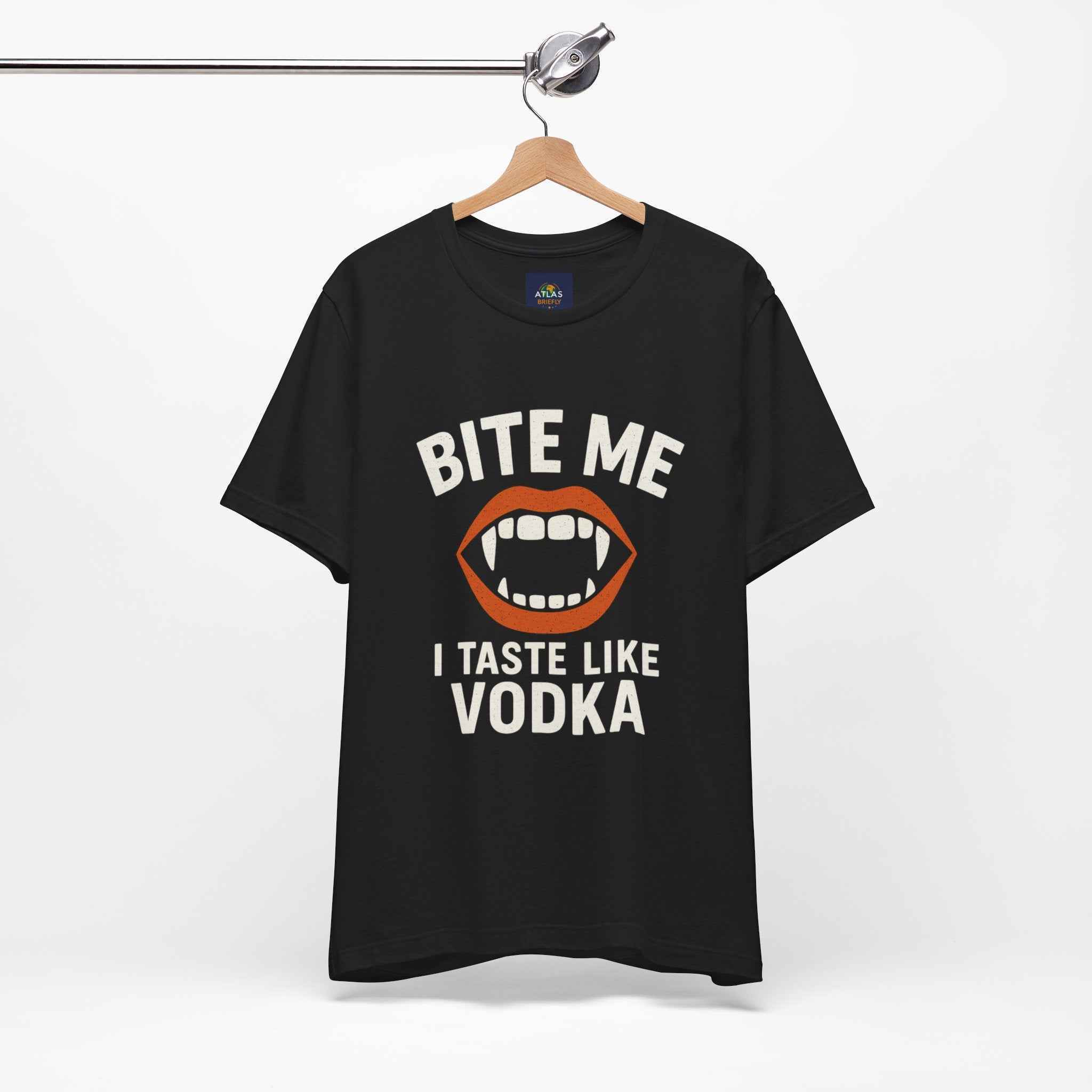 Funny Halloween Vodka T-Shirt – “Bite Me, I Taste Like Vodka” - Atlas Briefly